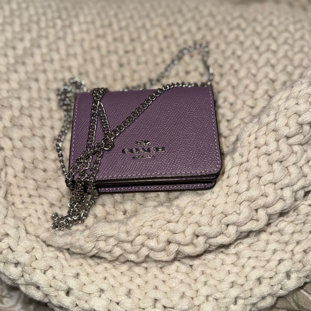 Coach Lilac Pebbled Leather Chain Crossbody Wallet***PRICE IS FIRM***